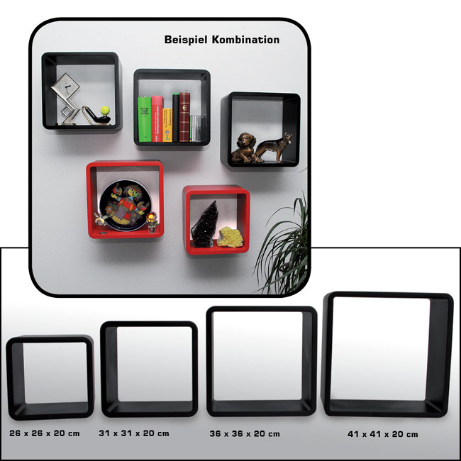 5327-Regalw-rfel-set-schwarz Cubi arredo - Set (4 pezzi) nero