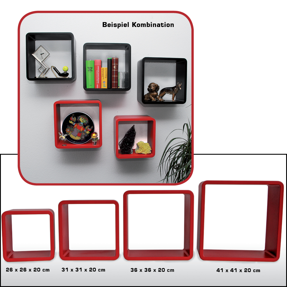 5328-Regalw-rfel-set-rot Cubi arredo - Set (4 pezzi) rosso