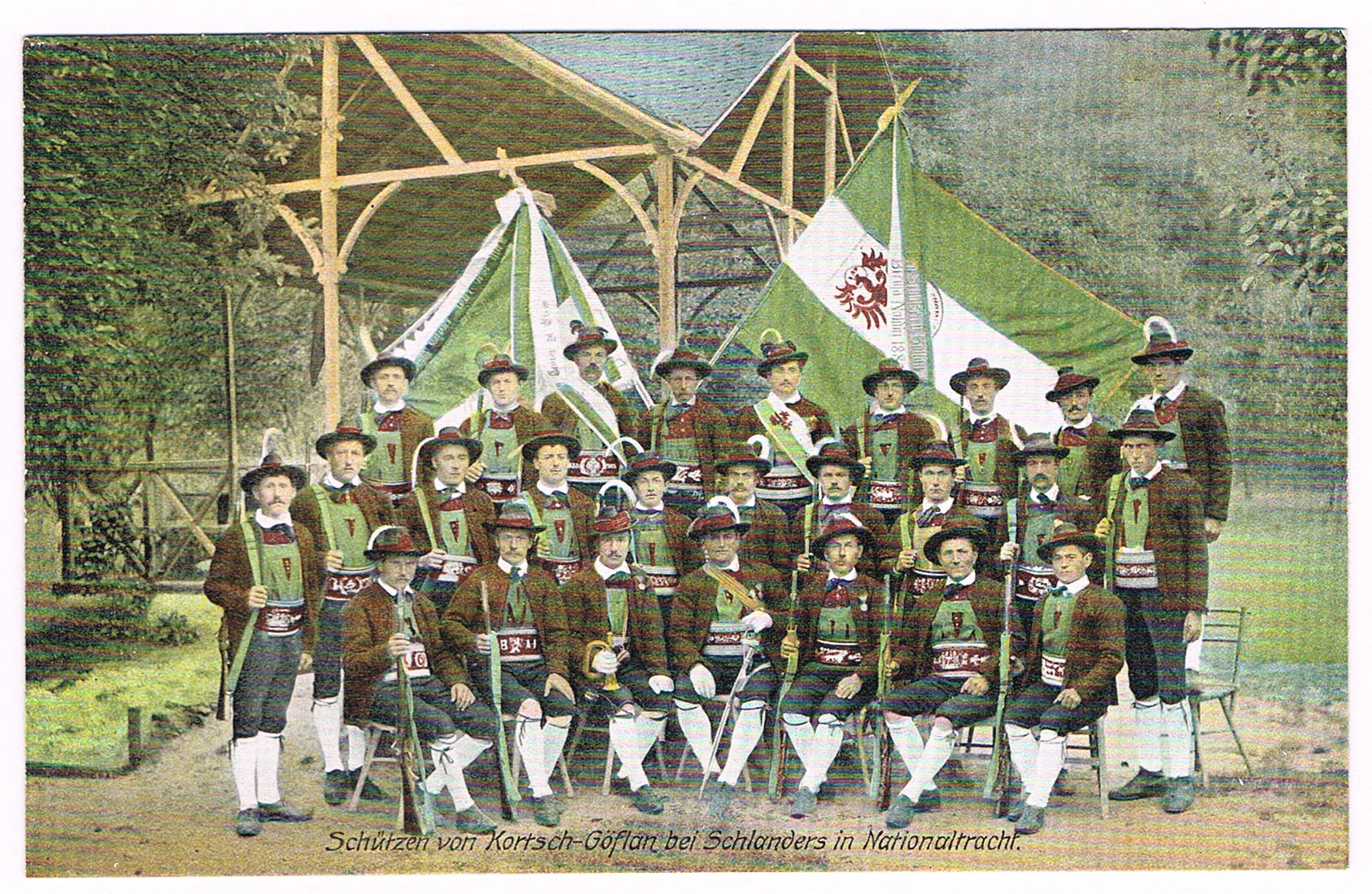 i8952 Cartolina Kortsch Schützen von Kortsch Göflan non viaggata 1906