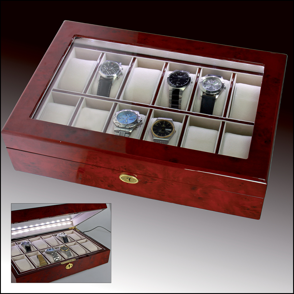 uhr_000250-lackholz-uhren-kassette Cofanetto portaorologi con fascia luminosa
