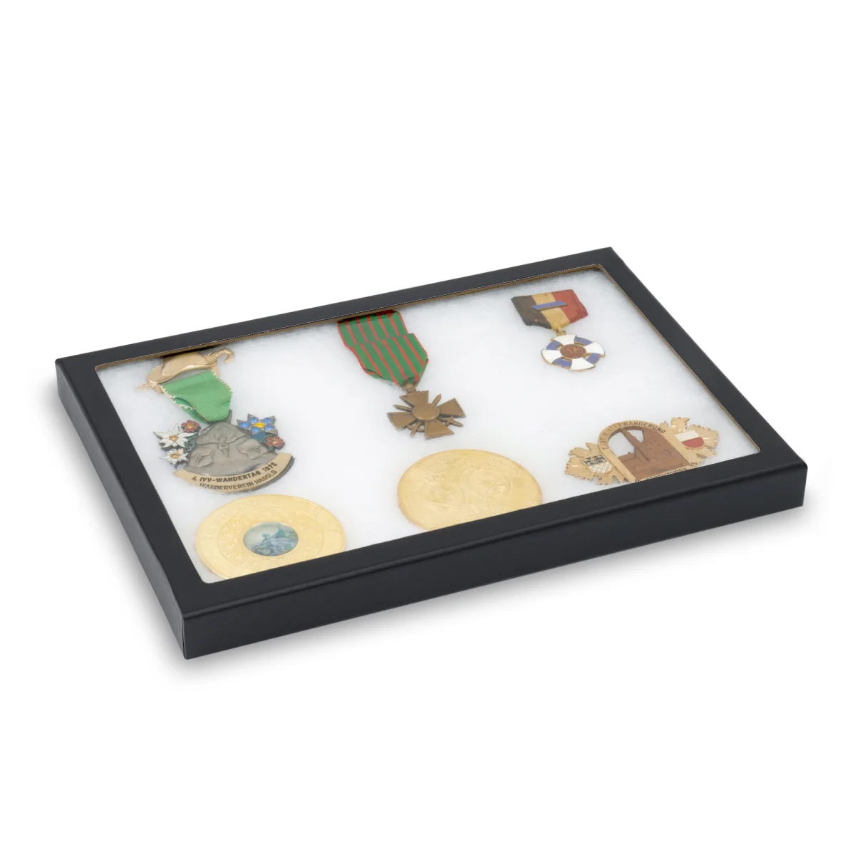 Vetrinetta con vetro vero per medaglie, distintivi e oggetti da collezione “Midi”