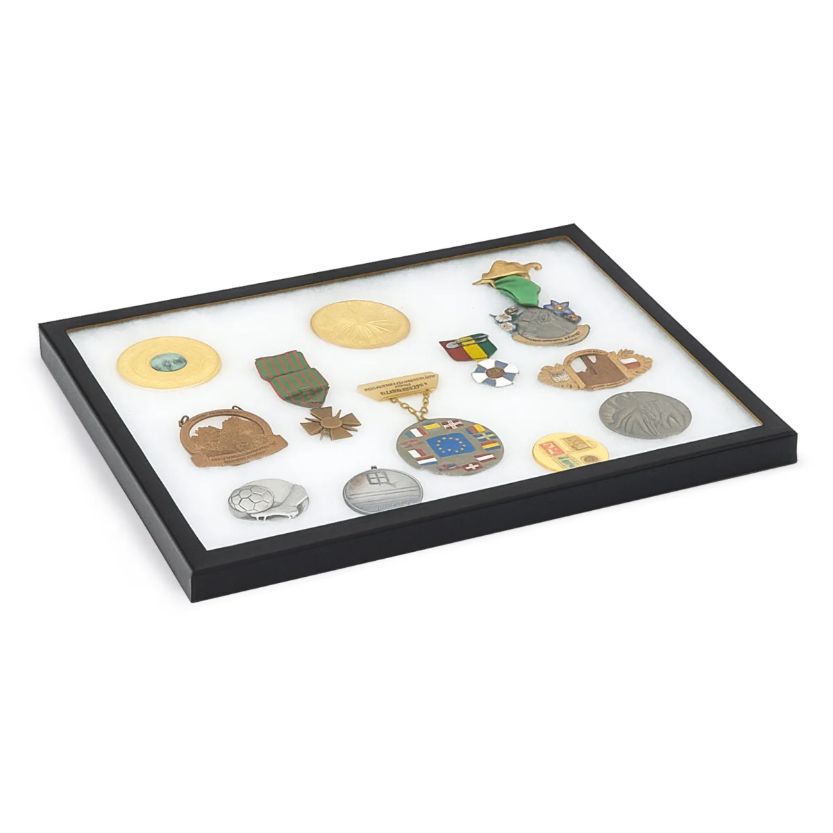 Vetrinetta con vetro vero per medaglie, distintivi e oggetti da collezione “Maxi"