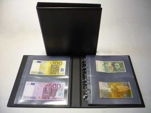 4125-2-teiligbanknoten Album per banconote con 25 fogli a 2 scomparti