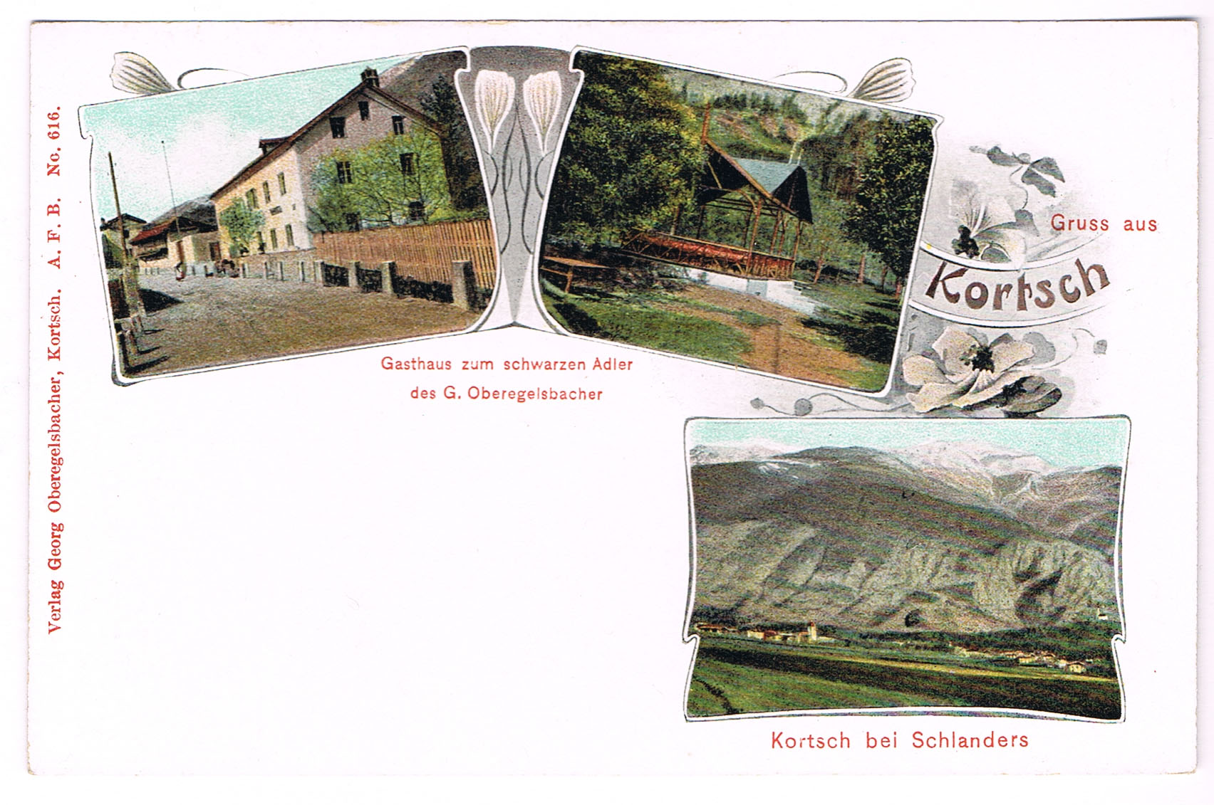 i8976 Cartolina Kortsch Gruss aus Kortsch bei Schlanders Gasthaus non viaggata